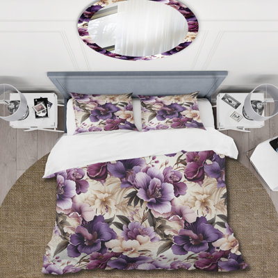 Floral Duvet Cover Set - Orchid Oasis Tropical Pattern