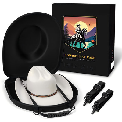 Cowboy Hat Box For Travel-Crush Proof Hat Travel Case For Cowboy Hats Holder Storage Box Organizer Cap Carrier With Adjustable Carry Strap