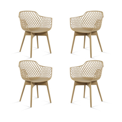  Modern Dining Chairs Set of 4, Weather-Resistant Plastic Cafe Chairs with Ergonomic Back and Non-Slip Pad