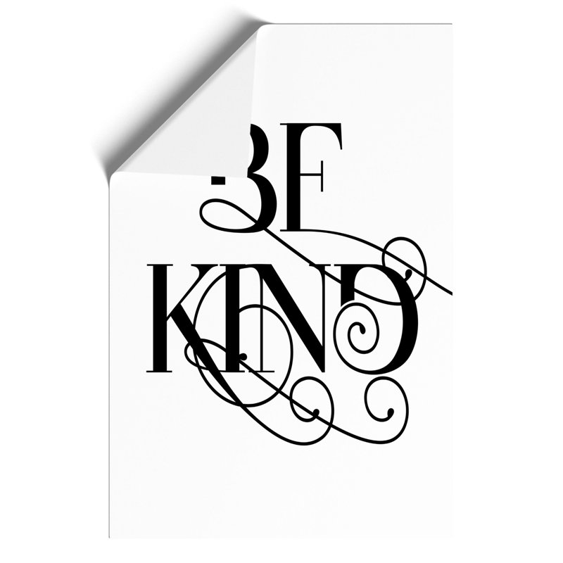 Be Kind V2 - Unframed Typography, 30cm H x 21cm W x 0.1cm D