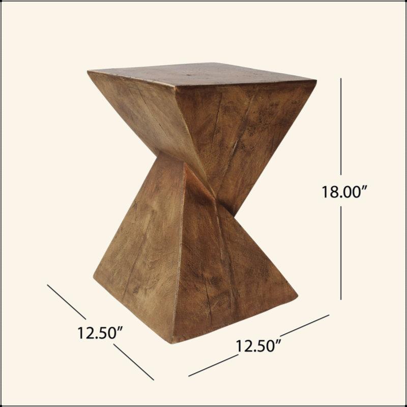 Table d'appoint charmante en béton léger avec structure en forme de sablier torsadé, Naturel
