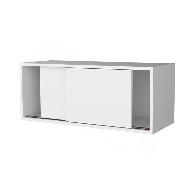 Armoire flottante avec porte coulissante, Blanc