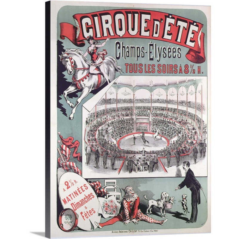 Affiche sur toile imprimée sur toile «Cirque d'Ete», vers 1880, Toile tendue, H 16 po x l 12 po x P 1,25 po