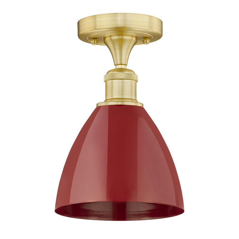 Riegelsville Semi Flush Mount, Red, Satin Gold