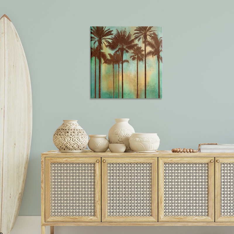 Palmiers sur toile dégradée, design par John Seba, H 30 po x l 30 po