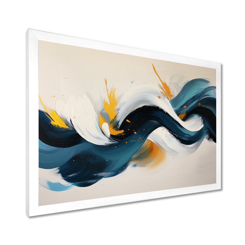 Roots and Reflections Of Abstract Waves II - Abstract Spirals, art mural, H 24 po x l 32 po, Avec cadre, Blanc