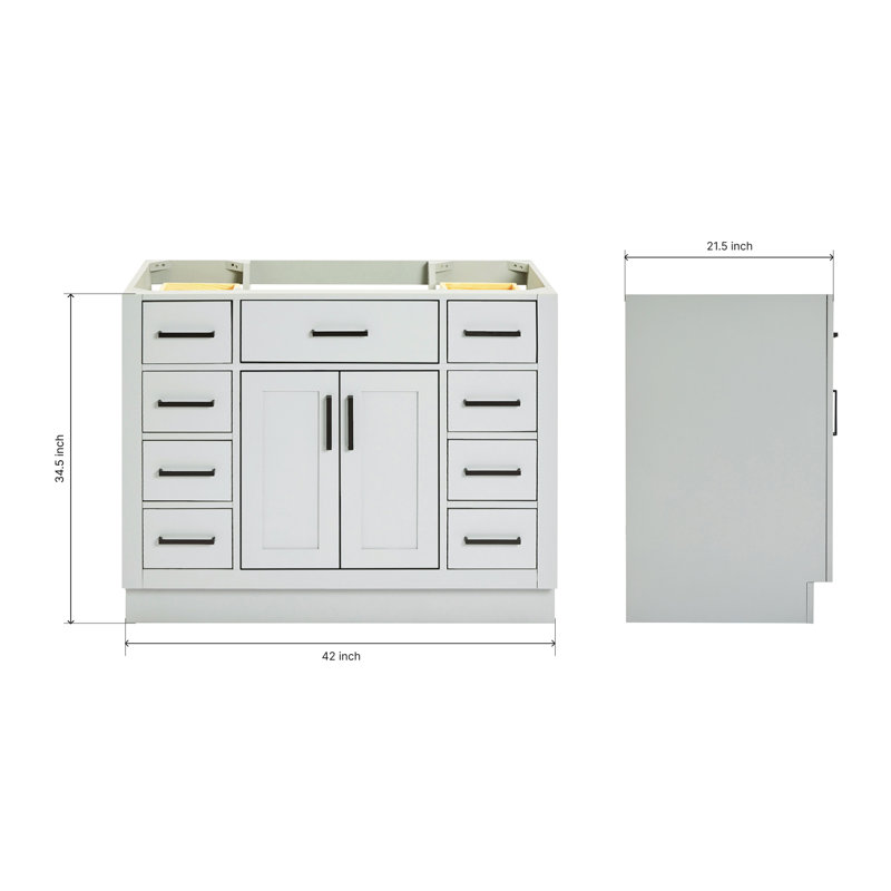 42" Single Bathroom Vanity Base only, Matte Black, Gray