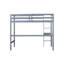 Lit mezzanine simple gris avec garde-corps et bureau intégré, fait de bois d'hévéa massif pour un bureau de chambre à coucher stable en gris, offre un environnement pratique et confortable