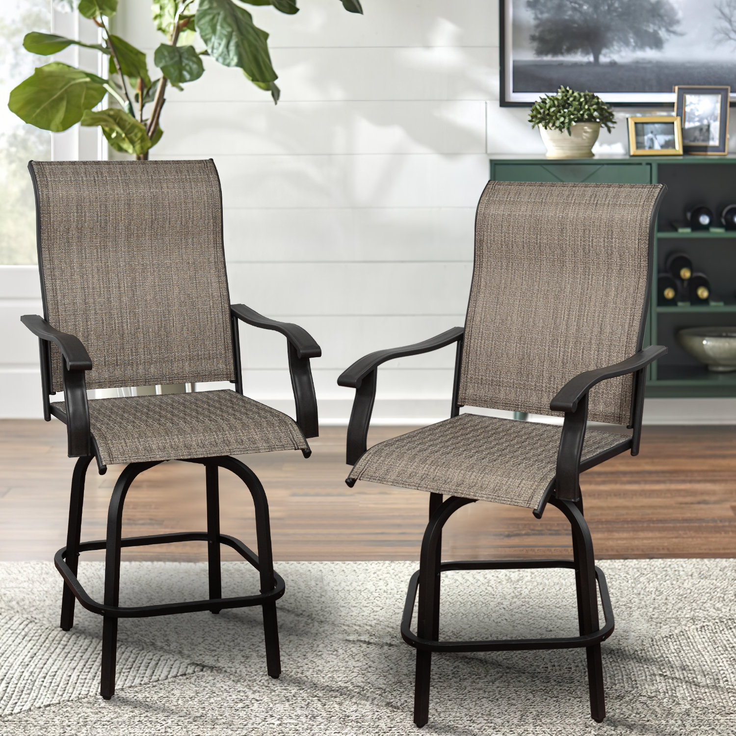 Red Barrel Studio® Outdoor Patio Swivel Bar Set, Outdoor Patio