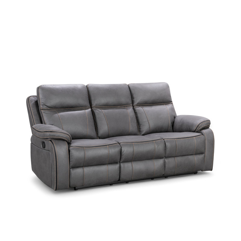Faux Leather Reclining Sofa, 3