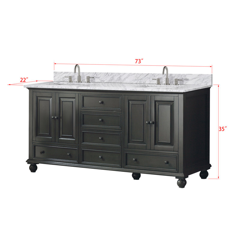 Thompson 61" Double Modern Bathroom Vanity Set, Carrera White, French White, 72"