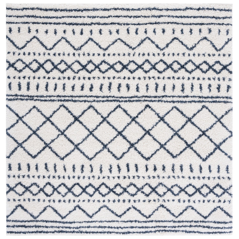 Develin Performance Chevron Rug, Square 6'7", Ivory/Slate