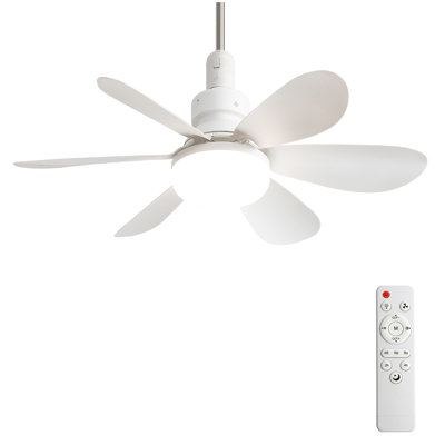 20-Inch Socket Fan Light Portable Ceiling Fan with Light and Remote, 3-Color Dimmable LED, Silent DC Motor, 2/4H Timer, Screw In Design for Small Rooms