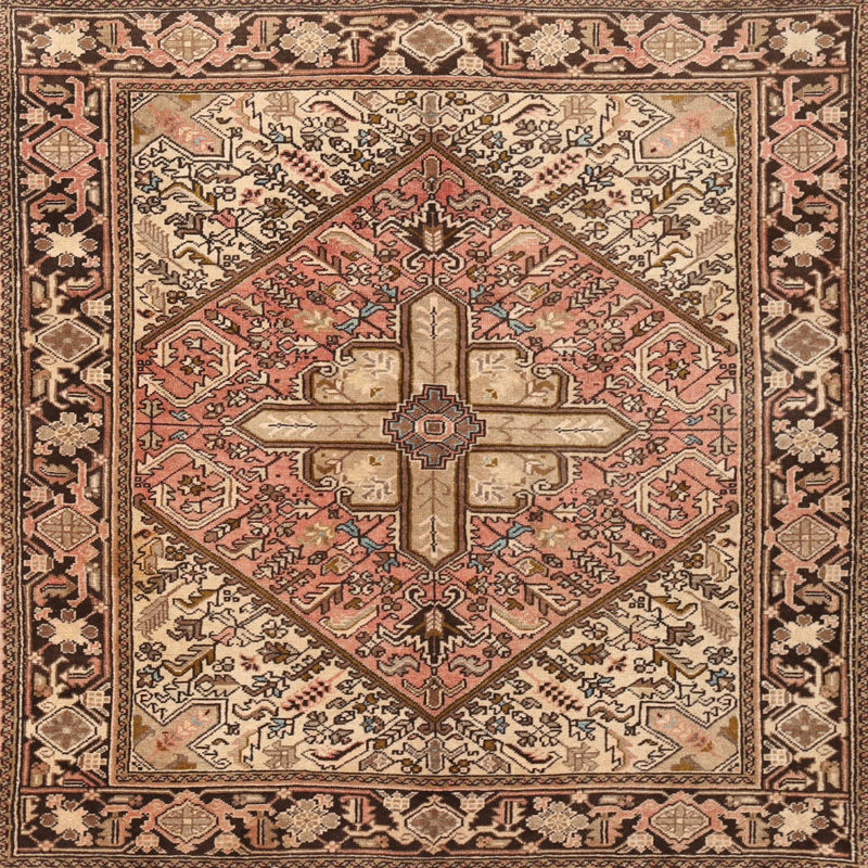 Tapis beige Southwestern, Rond 6 pi