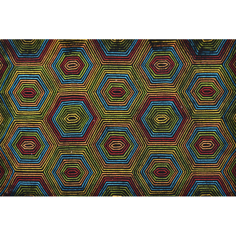 Tapis géométrique crocheté à la main, 8 pi x 10 pi