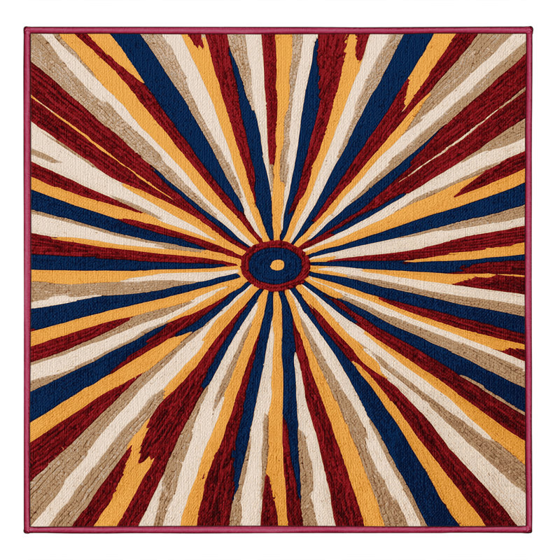 Washable Sun Rays Hawaiian Area Rug, Square 4'