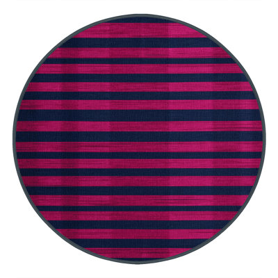 Machine Washable Horizontal Stripes Blue Area Rug