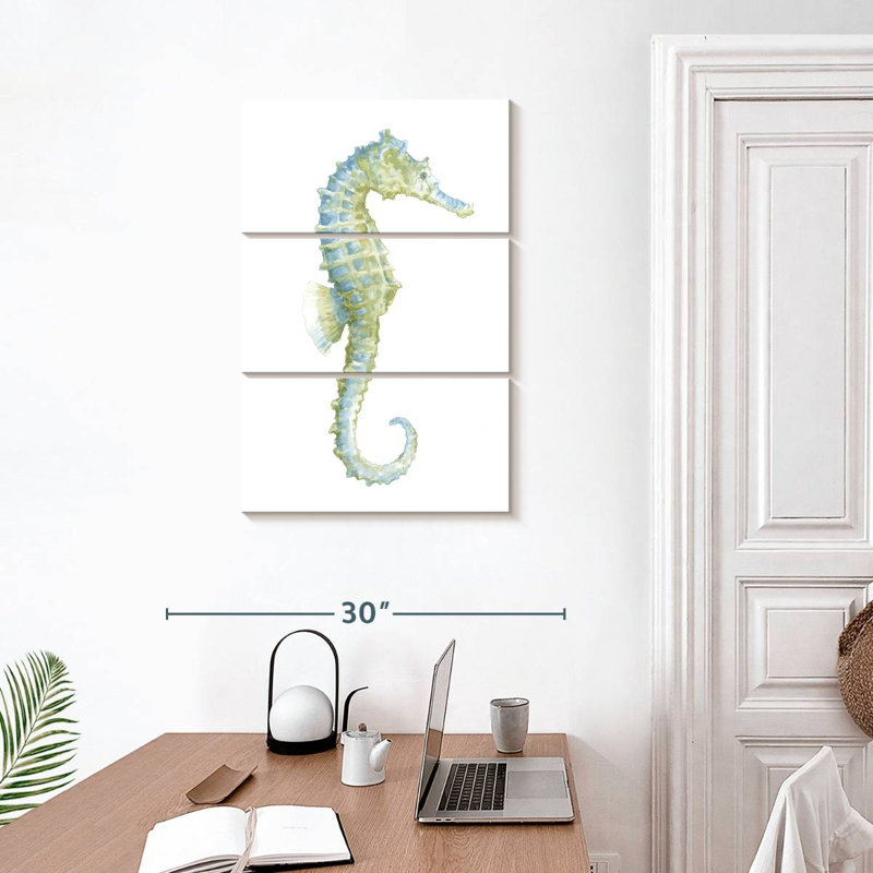 Brampt aquarelle hippocampe I, H 32 po x l 20 po