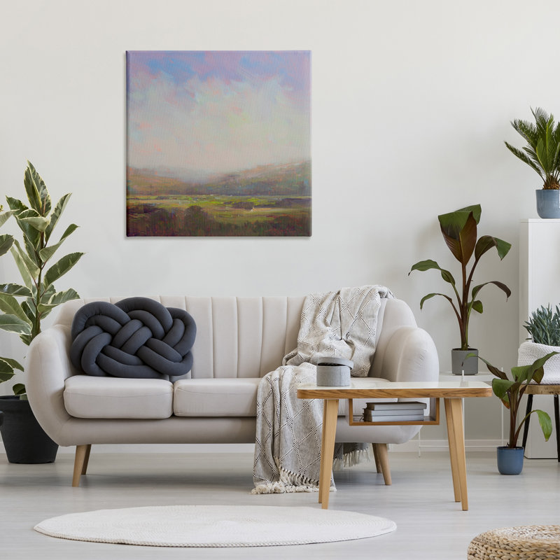 Art mural sur toile champ de campagne et ciel mauve par William McCarthy, H 36 po x l 36 po