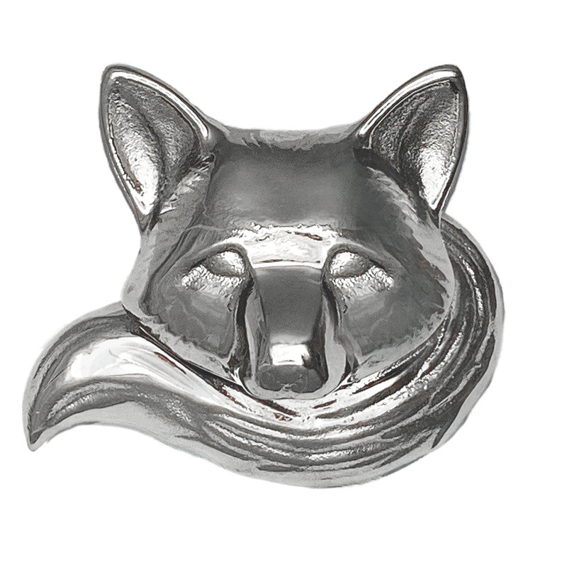 Heurtoir de porte renard, Argent nickel, 3,75 po x 3 po x 2,25 po