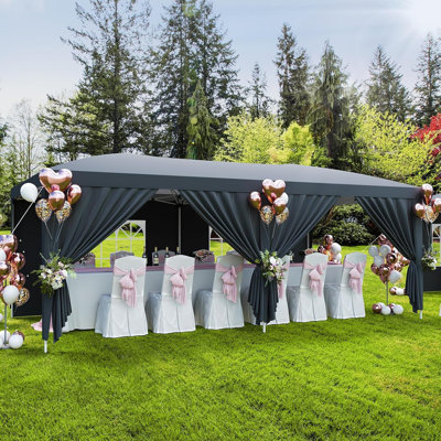 10x20 Heavy Duty Pop Up Canopy Tent with 6 Sidewalls, 3 Heights, Commercial Frame, Stakes & Ropes