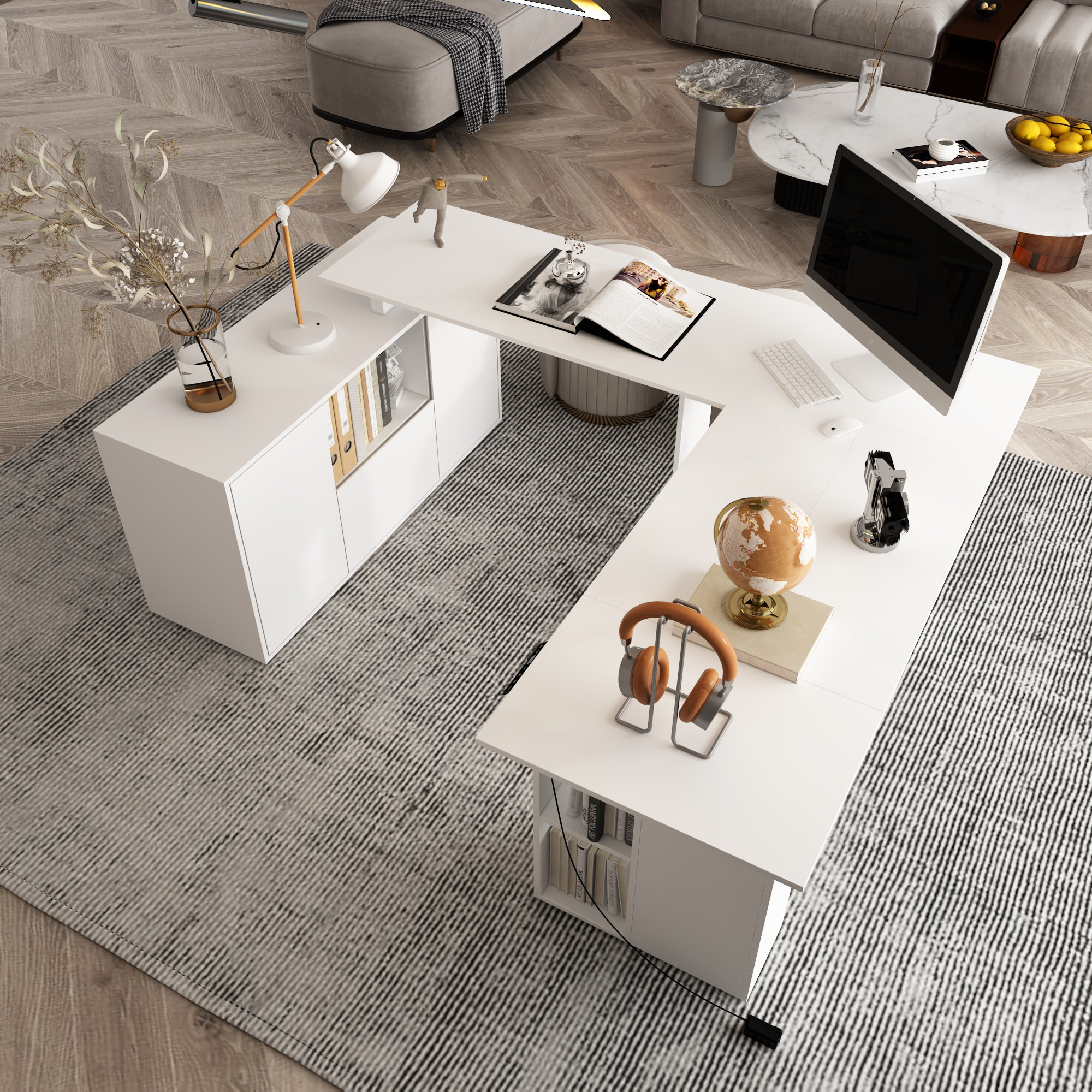 Brayden Studio 63 '' W Lifting Computer Desk With Little Bookcase ...