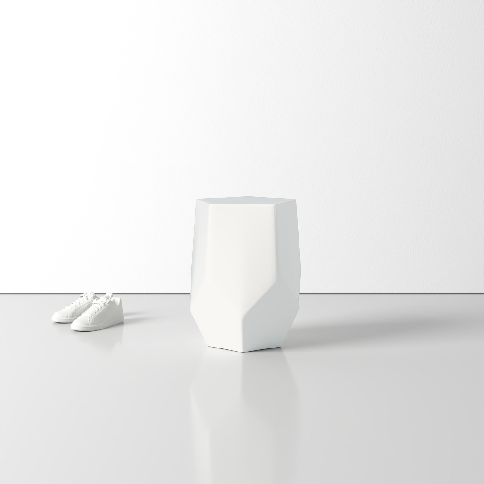 Pryce Ceramic Accent Stool, White