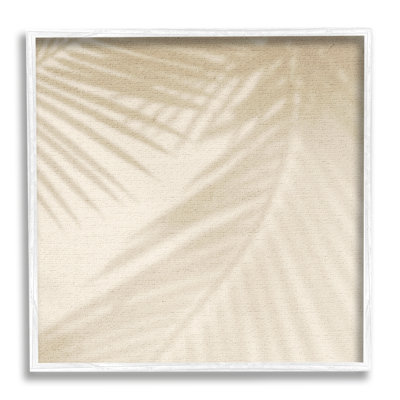 "Doux doux", feuilles de palmier neutre encadrées sur bois par Lil 'Rue