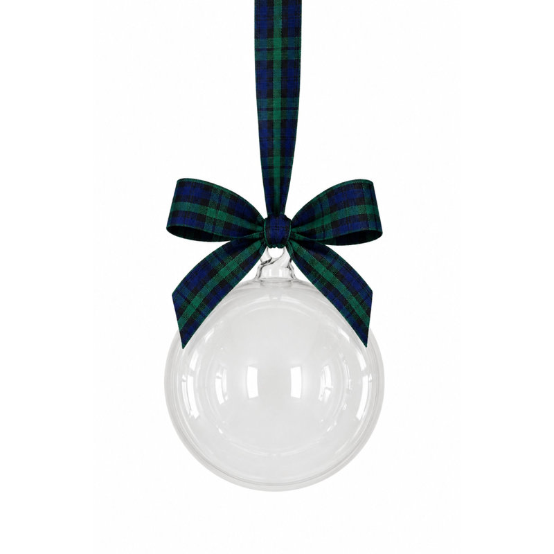 Ornement globe en verre 5 po - carreaux transparents, Tissu transparent