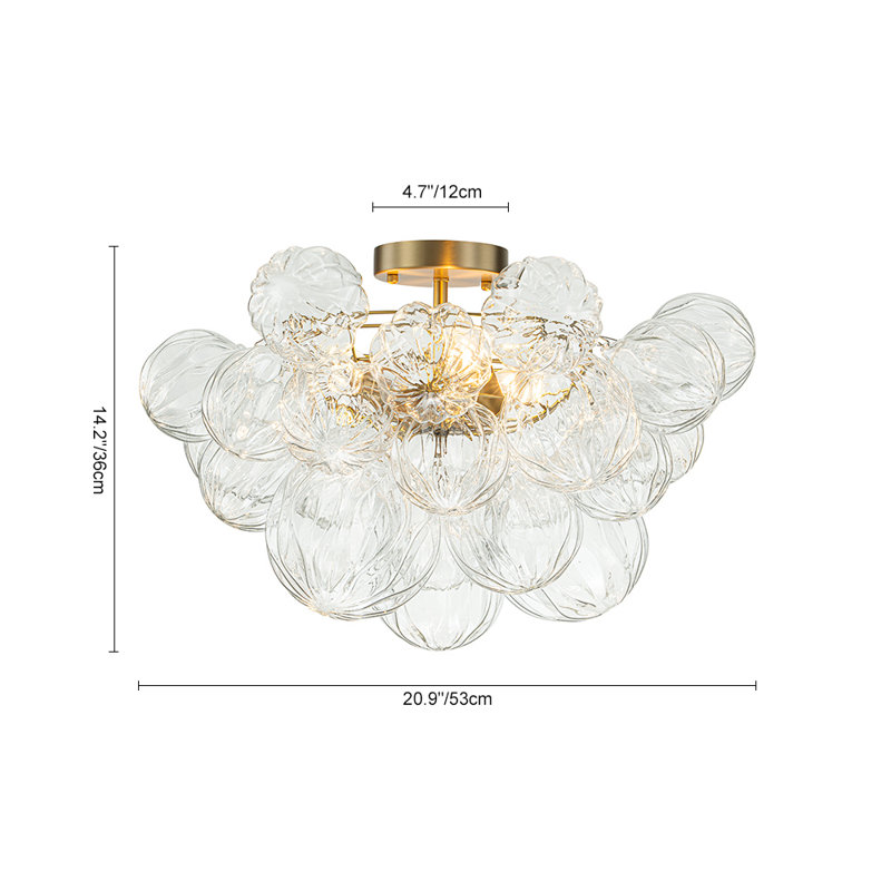 Wynetta 3 - Light Textured Glass Bubble Semi Flush Mount
