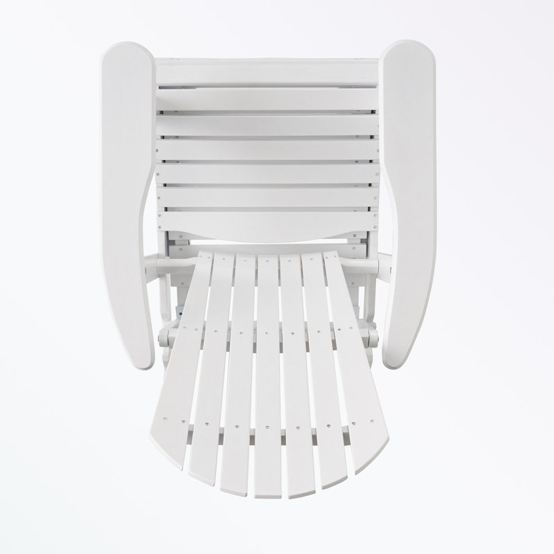 Clariandra Folding Acacia Wood Adirondack Chair with Slatted Back, White