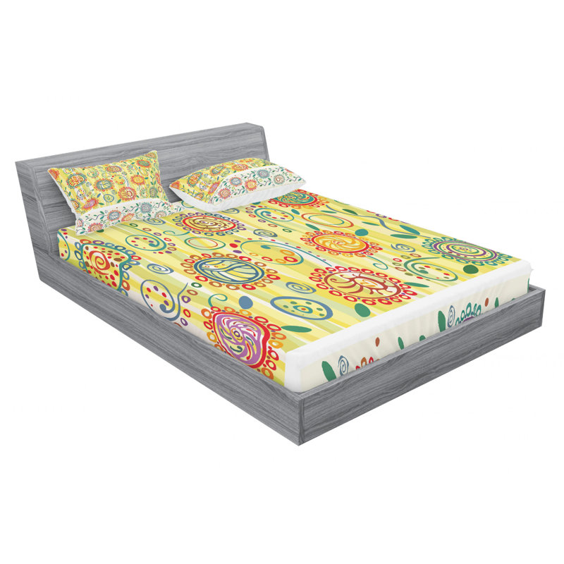 Microfiber Paisley Sheet Set, Full/Double Sheet Set with Fitted Sheet