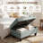 Rectangular Storage Ottoman Bench With Hinged Lid, Faux Leather Footrest For Living Room, Bedroom, Entryway, Gray, 35"X23.5"X17.5"-487873009