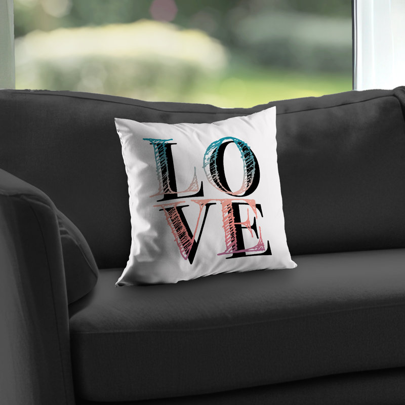 Colorful Love - Blue Poly Twill Throw for Bedroom Decor