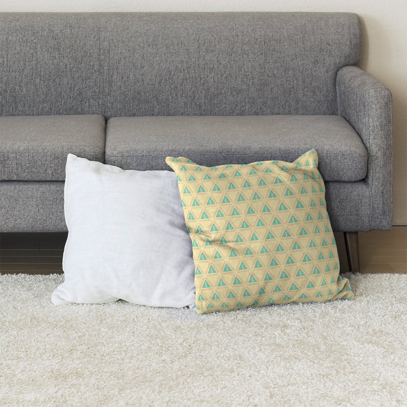 Coussin décoratif à motif d’arbre minimaliste classic Barbra, Bourre en polyester, Vert jaune / orange, 28 po x 28 po