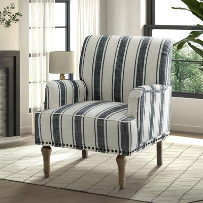 Fauteuil l 28,7 po Arching avec pieds en bois massif et garniture cloutée