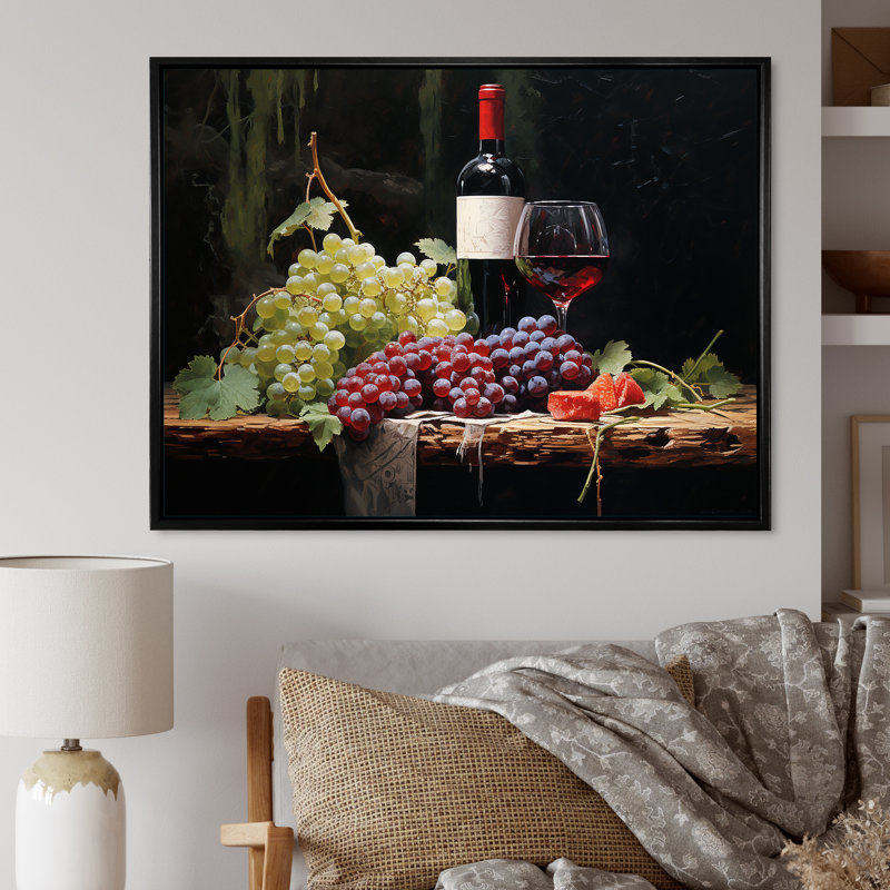Cabernets Calm II sur toile, Cadre flottant noir, H 34 po x l 44 po x P 1,5 po