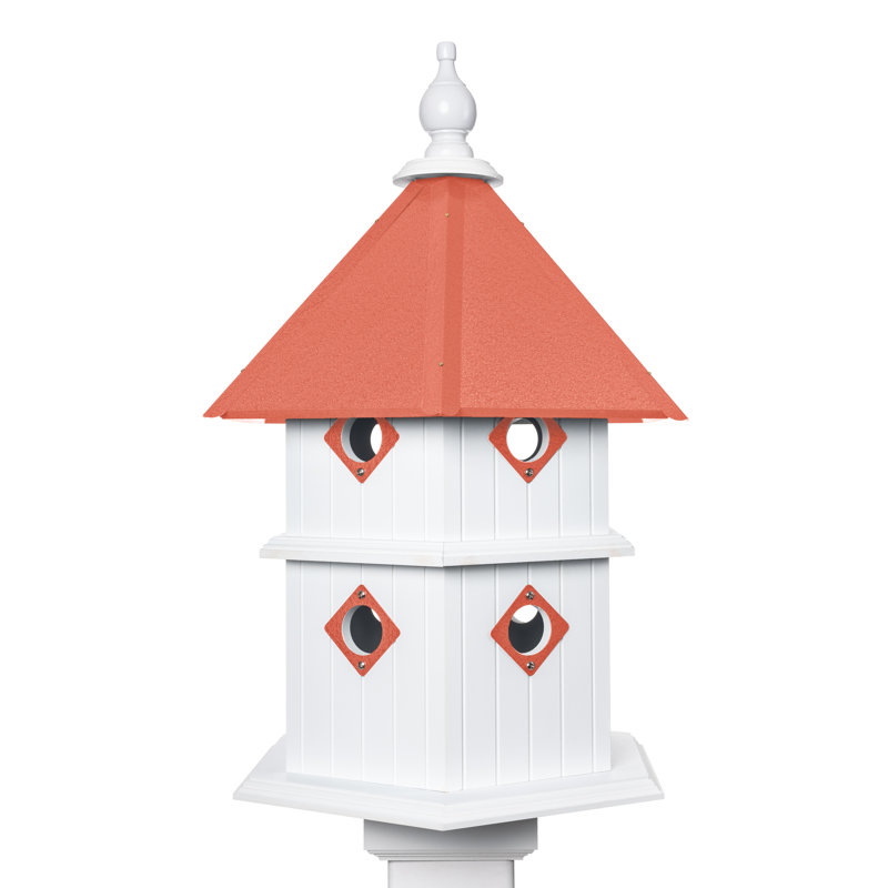 De Soto 27.375'' H x 16.75'' W x 16.75'' D Post Birdhouse, Coral Isle