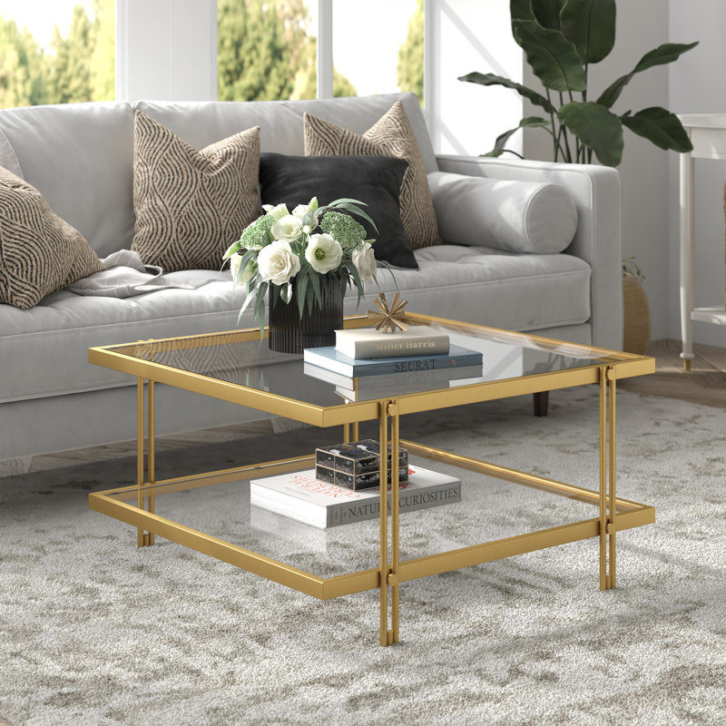 Table basse avec rangement Inez, Laiton