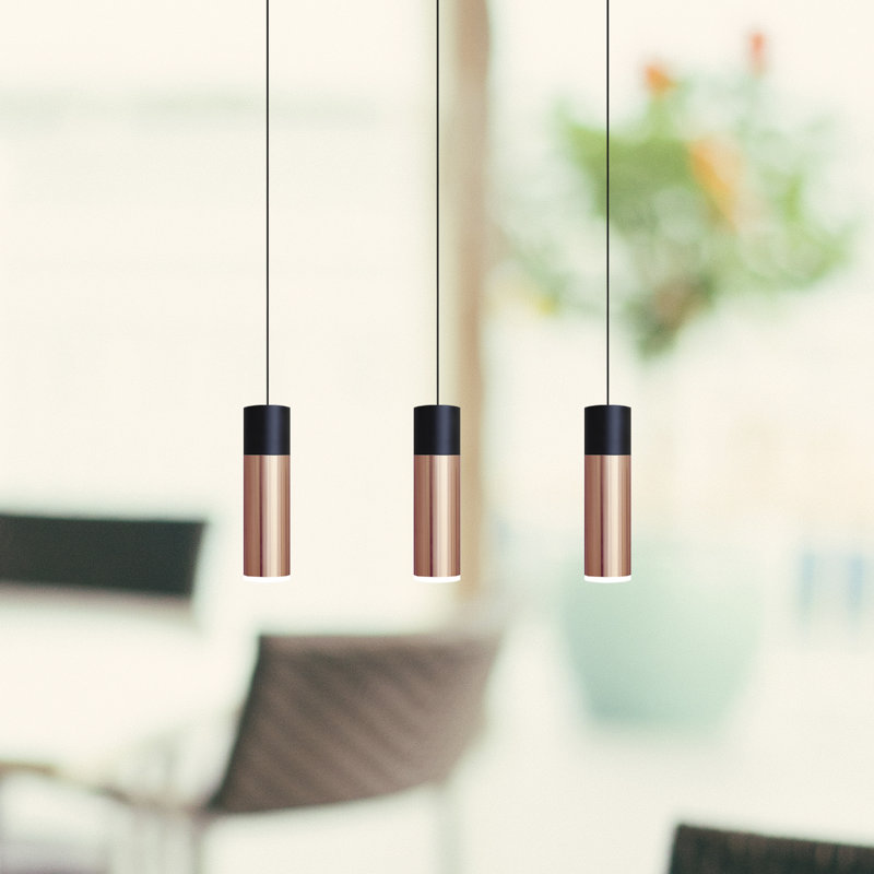 Luminaire suspendu linéaire à 3 lumières pour îlot de cuisine Costigan, Cuivre