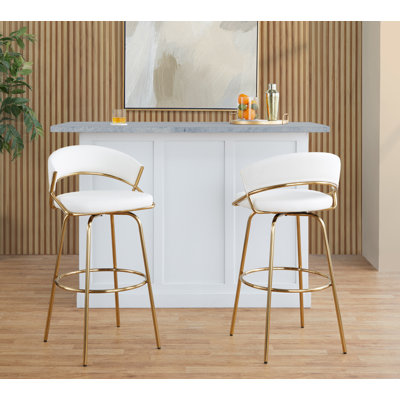 Loehr 30" Fixed-Height Metal Bar Stools with Round Footrest