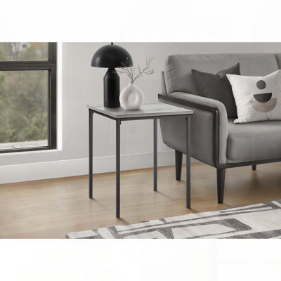 Table d'appoint carrée avec plateau en stratifié gris et pieds en métal noir - 18 po x 18 po x 22 po