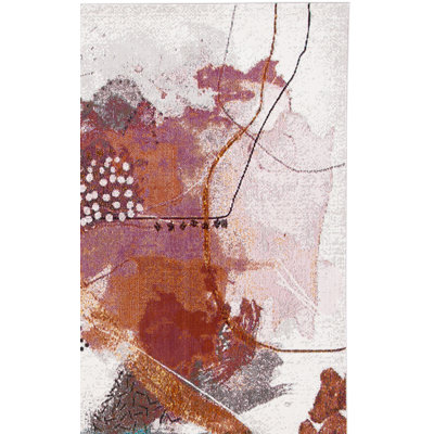 Papillon Abstract Gray/Blue/Pink Area Rug
