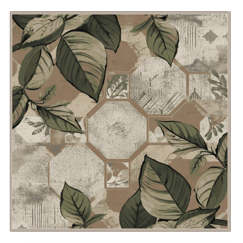 Tapis géométrique brun / beige lavable à la machine Ottwell, Carré 4 pi