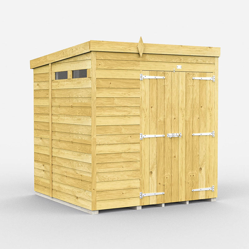 7ft x 6ft Pent Security Shed - Double Door
