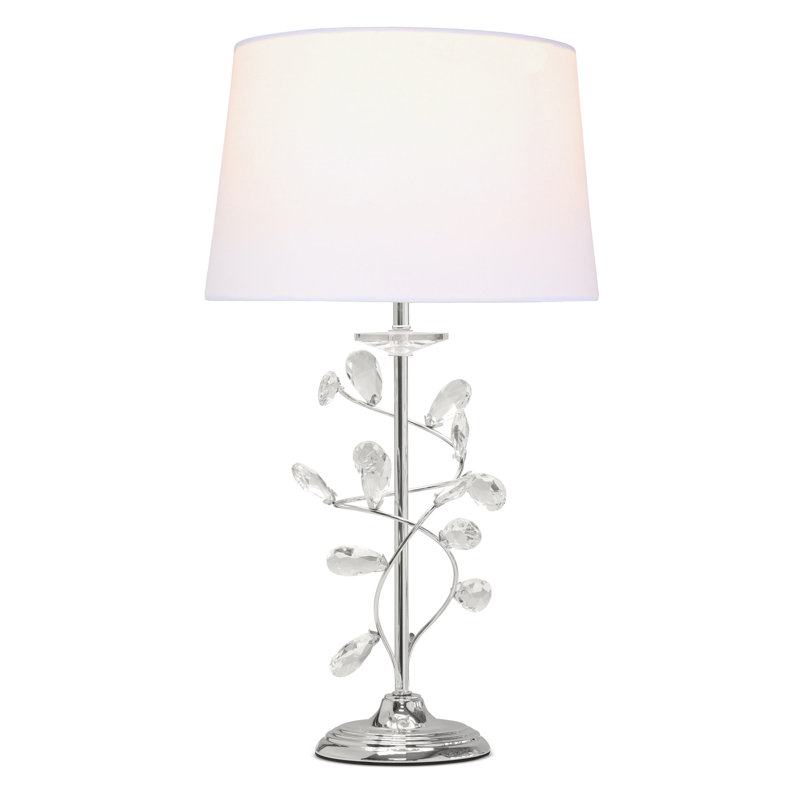 Waukon 59cm Crystal Glass Leaf Chrome Table lamp, Ivory