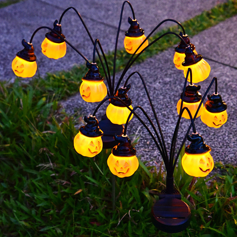 Outdoor Halloween Pumpkin Solar Pathway Lights(4-pack) Garden Led Landscape Lighting