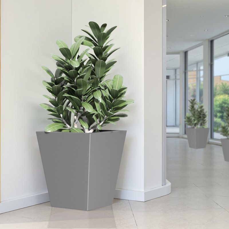 Outdoor/Indoor Metal Pot Planter Planter Box Raised Garden Bed Cachepots Nursery Pots for Front Porch Patio, Gray, 1