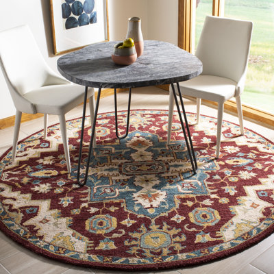 Vahakn Hand-Tufted Wool Red/Blue Area Rug
