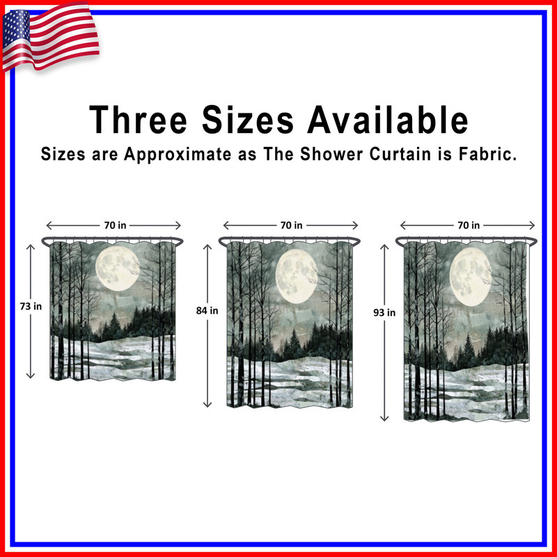 Full Moon Winter Landscape Shower Curtains Extra Long, 70in W x 84in H